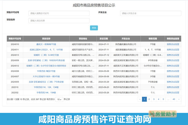 咸阳商品房预售许可证查询网