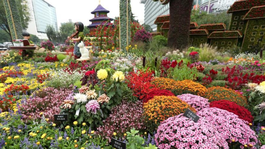 Special floral displays adorn Beijing for upcoming National Day