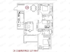 泷悦华府3室2厅2卫户型图