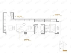 万达御湖公寓1室2厅1卫户型图