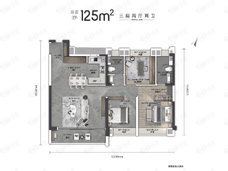 光谷中央公园3室2厅2卫户型图