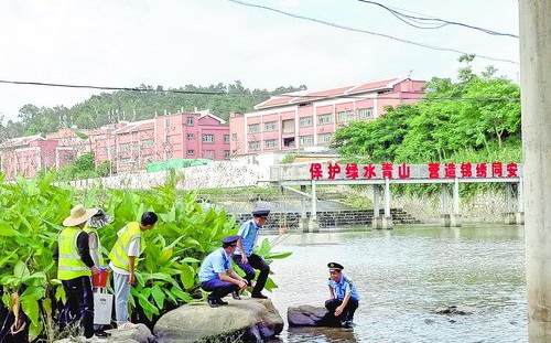 厦门市生态环境部门开展汀溪流域地表水环境质量巡查。