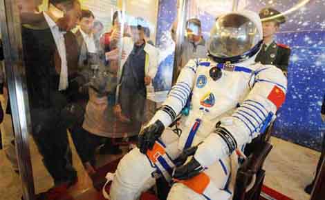 Spacewalker's space suit on display