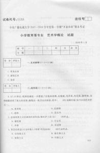 中央电大艺术学概论2008年1月试题