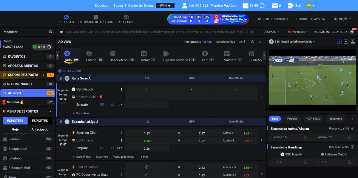5win Bet parceiro FB Sports: interface de futebol europeu com Premier League, La Liga e mercados clássicos 1x2