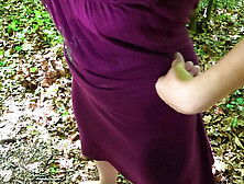 Hairy MILF Hothousewifexoxo jerks off big cock in the woods and gets huge cumshot