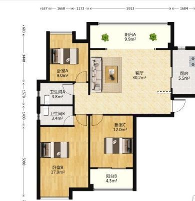 保利茉莉公馆南朝向精装3室2厅2卫建面118.99㎡约225万