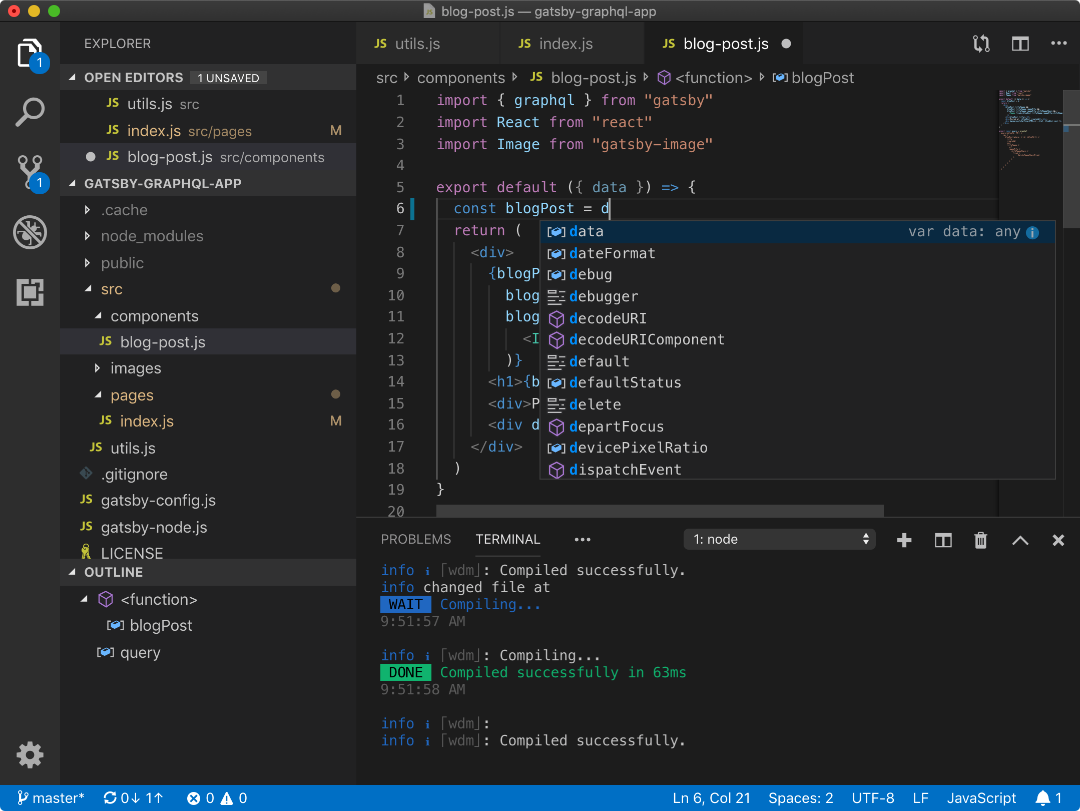 VS Code in action