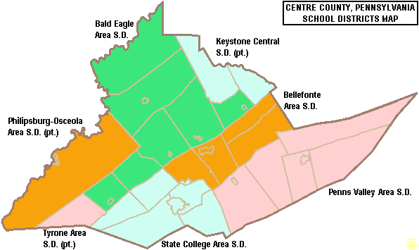 The Centre County, Pennsylvania school districts