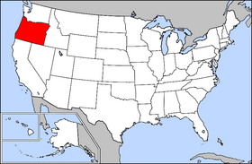 Map of the United States with Oregon highlighted