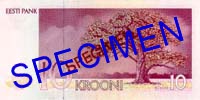 The oak on the Estonian ten kroon banknote