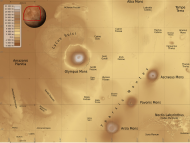 Olympus Mons Region showing several large volcanoes