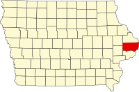 Map of Ajova highlighting Clinton County