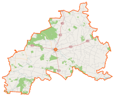 Mapa konturowa powiatu zwoleńskiego, u góry po prawej znajduje się punkt z opisem „Chechły”