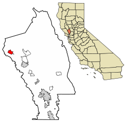 Location of Calistoga in Napa County, California