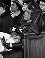 Pulitzer Prize winning photo of Coretta Scott King at the funeral of Martin Luther King Jr. (1968), comforting their 5-year-old daughter, Bernice