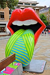 Model of logo with a variation on tongue on the King's Road, London