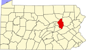 Map showing Columbia County in Pennsylvania