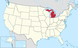 Karte der USA, Michigan hervorgehoben