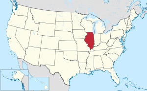 Map of the United States highlighting Illinois