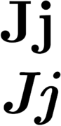 Normal and italic J