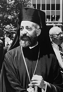 Arxiyepiskop Makarios Amerika Birləşmiş Ştatlarının Nyu-York ştatının eyni adlı şəhərində rəsmi səfərdə olarkən (1962).