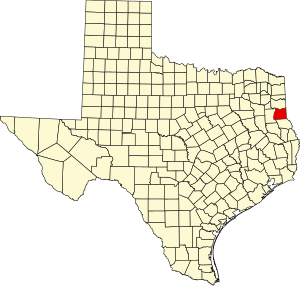 Map of Texas highlighting Panola County