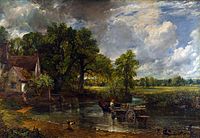 John Constable: De hooiwagen, 1821, als voorbeeld van de romantische Engelse landschapsschilderkunst.