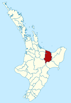 Whakatāne district within the North Island