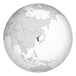 Location o  Korea  (green)