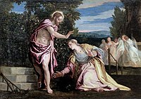 Véronèse. Noli me tangere (« Ne me touche pas »). Huile / toile, L. 95 cm. 4e quart du 16e siècle. Musée de Grenoble