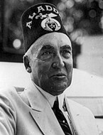 Photograph of Warren G. Harding wearing Masonic Shriner's fez