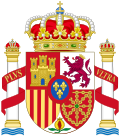 Escudo de armas de España, con el León del Reino de León.