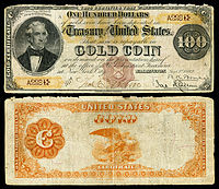 $100 Gold Certificate, Series 1882, Fr.1202, depicting Thomas Hart Benton