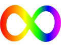 Autism infinity symbol from 2013, featuring a rainbow gradient from left to right