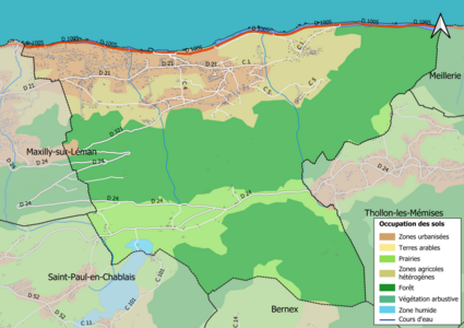 Carte en couleurs présentant l'occupation des sols.