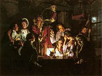 Joseph Wright of Derby: Een experiment met een vogel in een luchtpomp, 1768, met een sterke hang naar het nieuwe en experimentele.