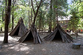 Traditionele Miwok-hutten in Yosemite Village