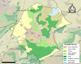 Carte en couleurs présentant l'occupation des sols.