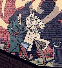 fresque murale représentant les deux héros Blake et Mortimer.