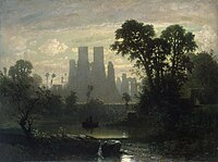 Guillaume Van der Hecht: De ruïnes van het kasteel van Kenilworth, 1850, een van de weinige werken uit de Belgische romantiek met het landschap als thema.