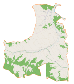 Mapa konturowa gminy Jodłowa, u góry znajduje się punkt z opisem „Zagórze”