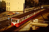 ET 47 als Linie 18 bei der Ausfahrt aus Bonn Rheinuferbahnhof (1978)