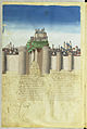 Siège de Troie : miniature extraite de l'Histoire de la destruction de Troye la grand, vers 1493-1500, enluminure sur parchemin, Nouv. Acqu. Fr. 24920, folio 41 verso (BNF).