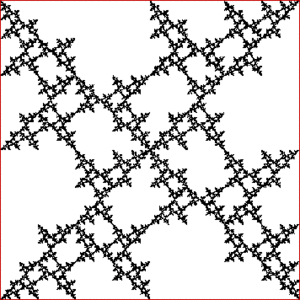 A point inside a square repeatedly jumps half of the distance towards a randomly chosen vertex, but the currently chosen vertex cannot be 1 place away (anti-clockwise) from the previously chosen vertex.