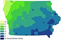 Image 40Iowa annual rainfall, in inches; as of 2009 (from Iowa)