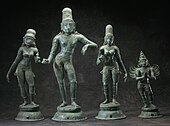 Krishna with his consorts Rukmini and Satyabhama and his mount Garuda, Tamil Nadu, India, late 11th–12th century