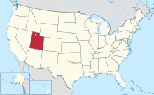 Map of the United States with Utah highlighted