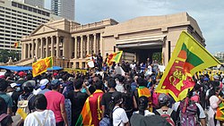 Protesters protest in front of the Presidential Secretariat