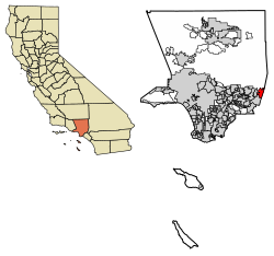 Location of Claremont in Los Angeles County, California